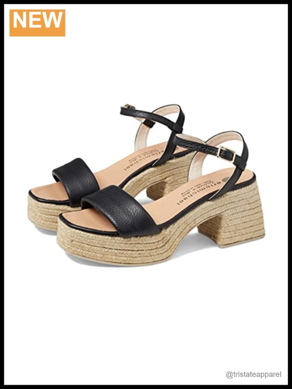 Leather Block Heel Sandals Adjustable Ankle Strap Jute Braid